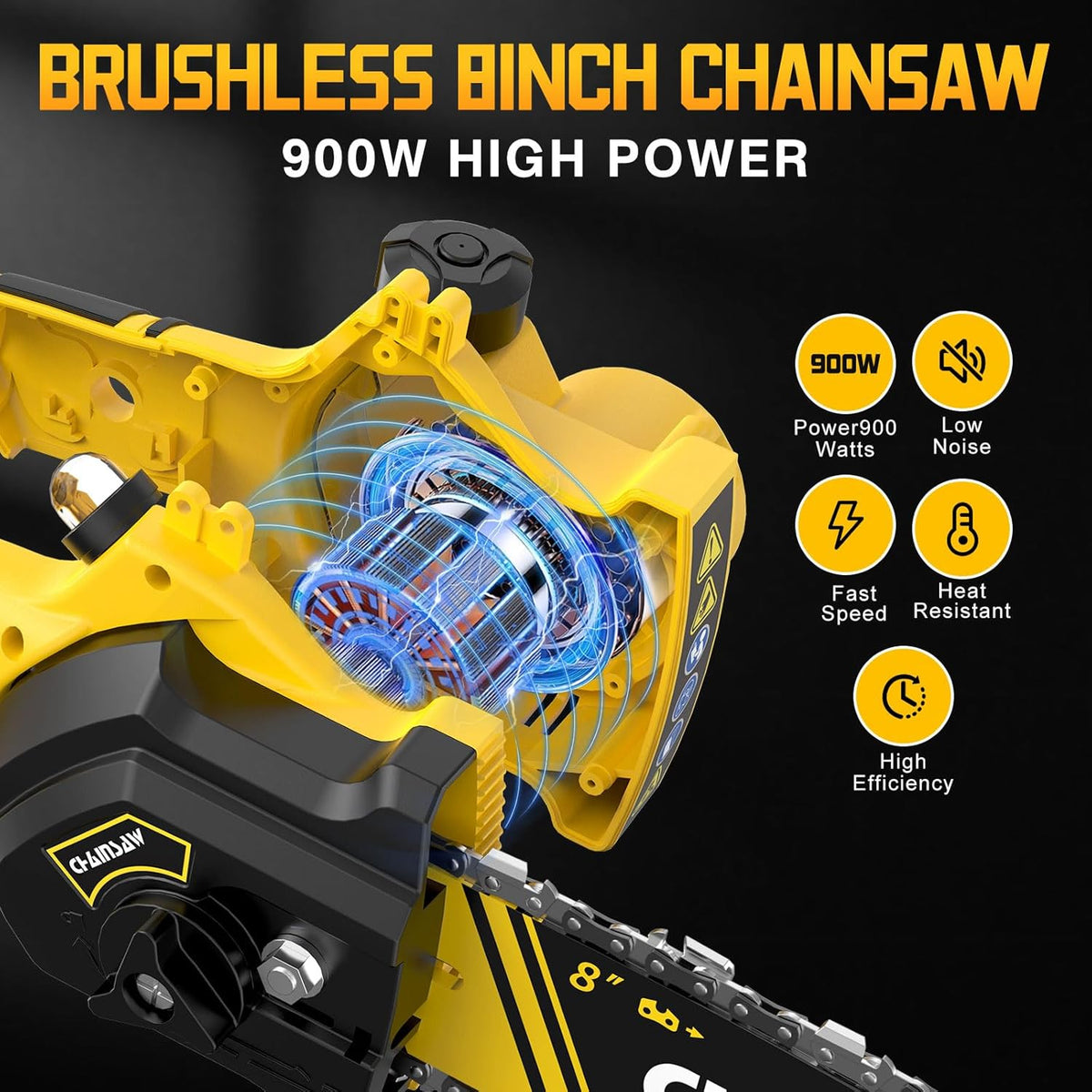 Mini Chainsaw 8 Inch Brushless Cordless Pruning Chainsaw A8720