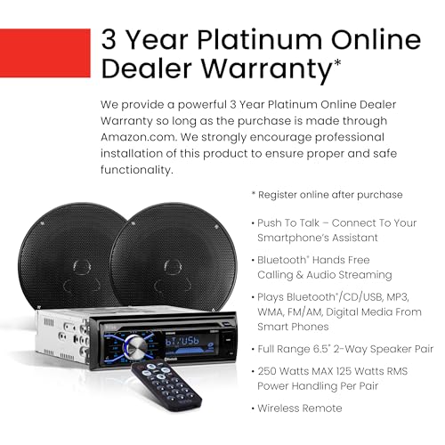 Single Din Bluetooth Car Stereo with 6.5 Inch 2 Way Speakers B85961