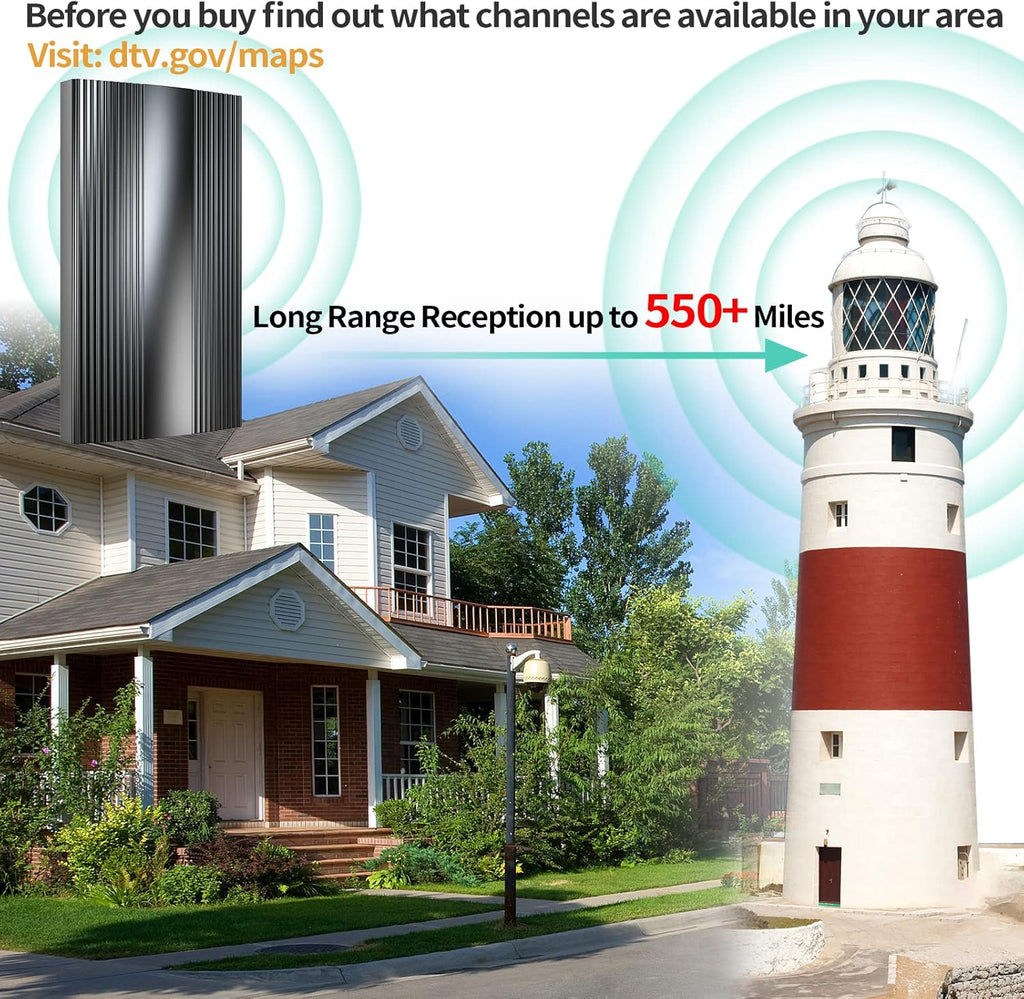TV Antenna with Amplifier Signal Booster & 33FT Coaxial Cable B76336