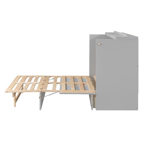 Queen Size White Wooden Murphy Bed with Drawer O5842