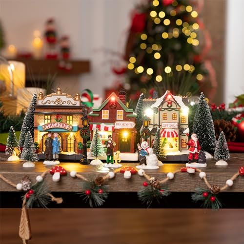 17 PCS Pre-Lit Christmas Village Set Z56490