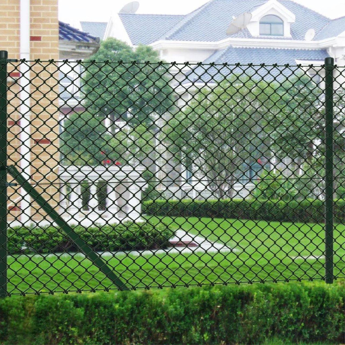 Green Steel Chain Link Fence with Posts 3x22 x 82 Z3361
