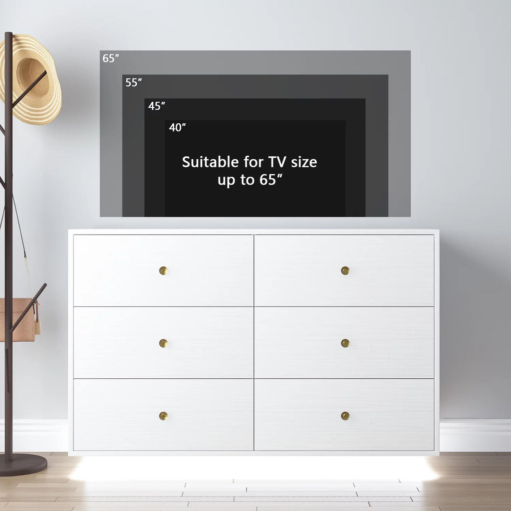 White 6 Drawer Dresser S880