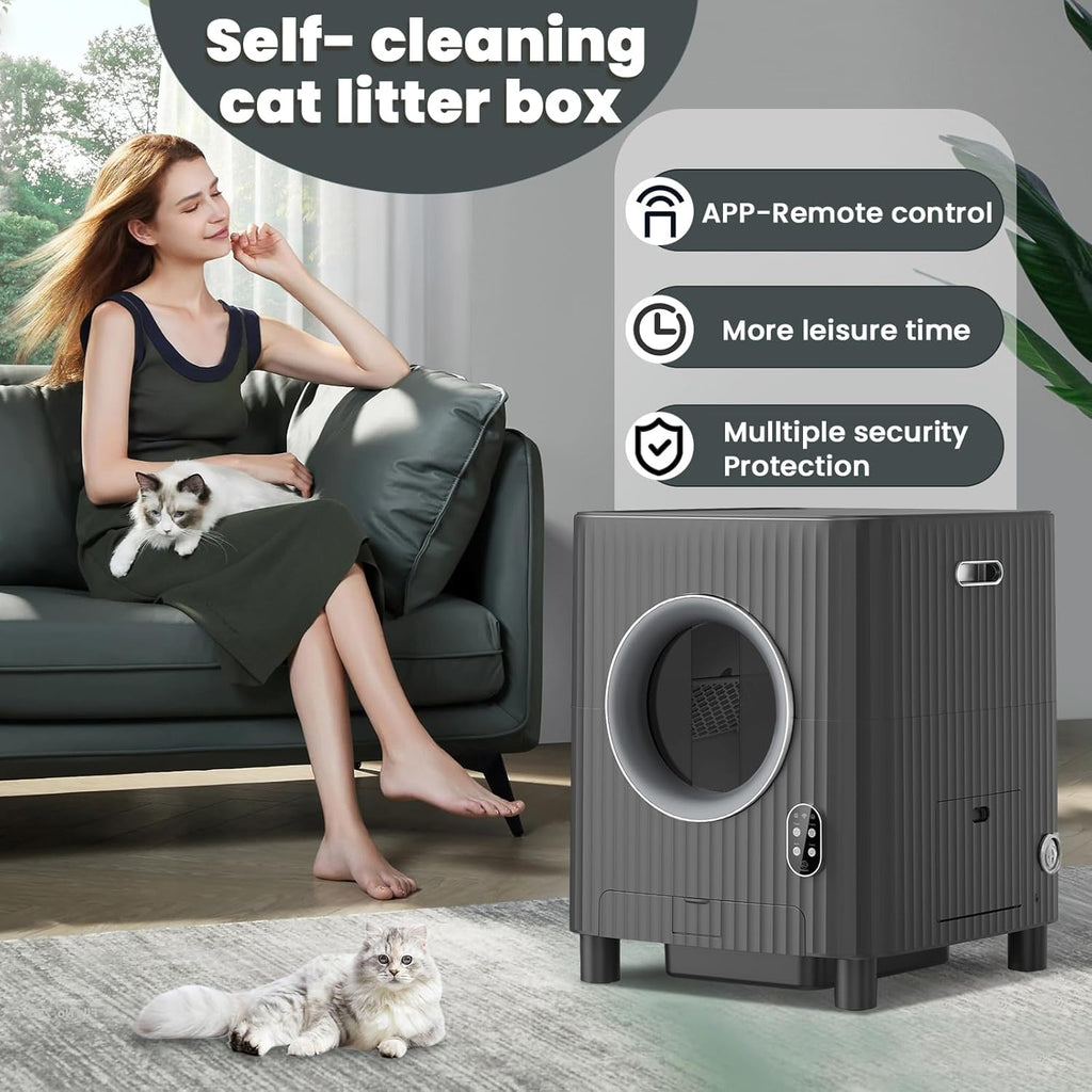 Automatic Self Cleaning Cat Litter Box with APP Control (Black) X13018