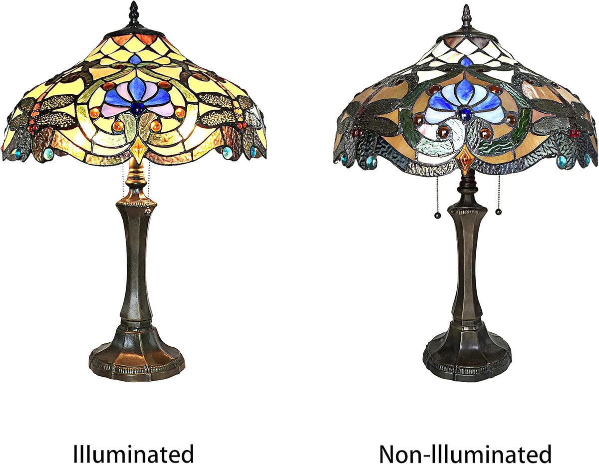 2 Light Dragonfly Table Lamp 17" Shade Q559