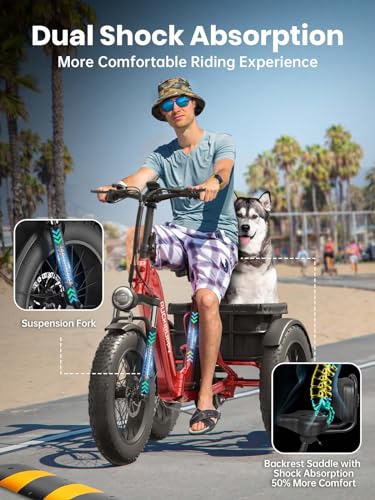 Electric Trike with 750W Motor, 48V 18AH Battery, 20" Fat Tire, Large Basket Q46738