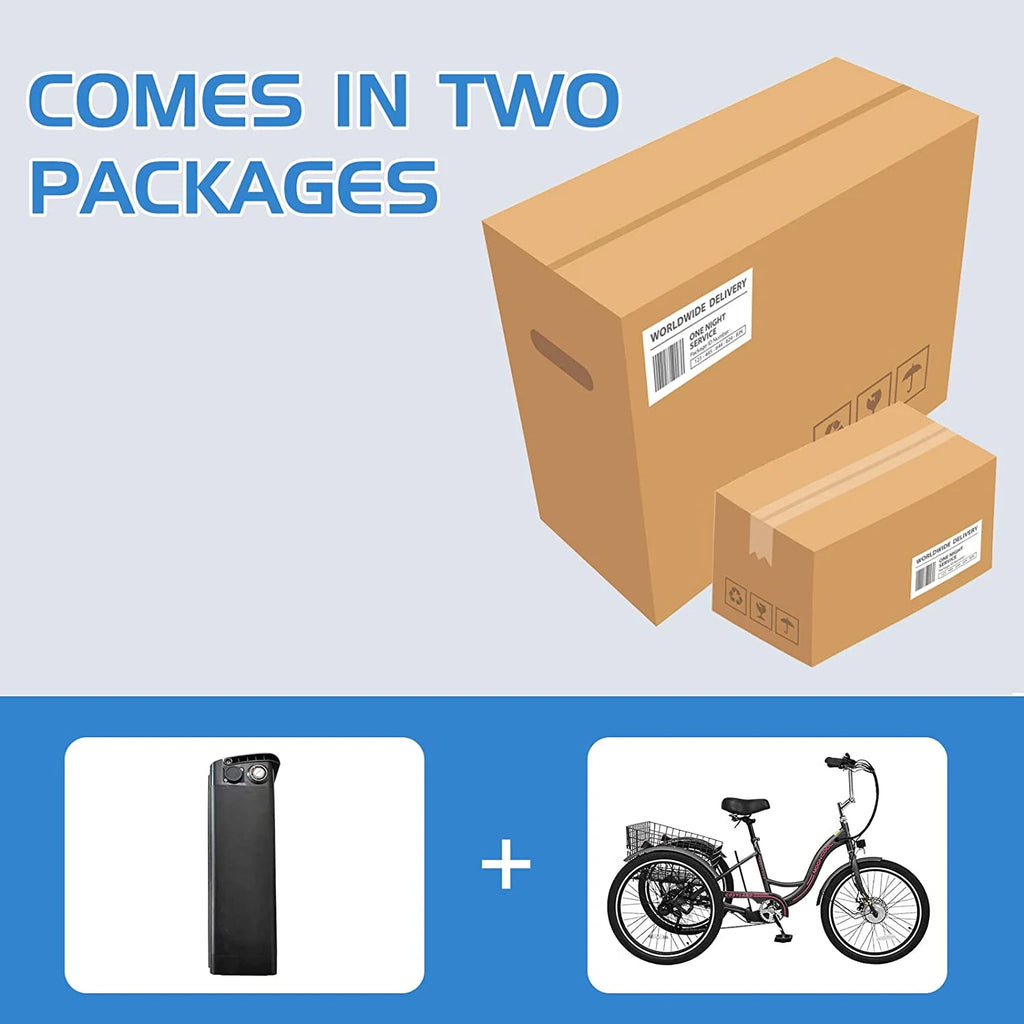Electric Trike, 7 Speed 24"/26" 3 Wheel Electric Bicycle with 36V 14.5Ah Lithium Battery F45183
